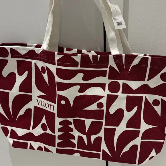 NWT Vuori Burgundy / White Graphic Tote - Picture 7 of 8